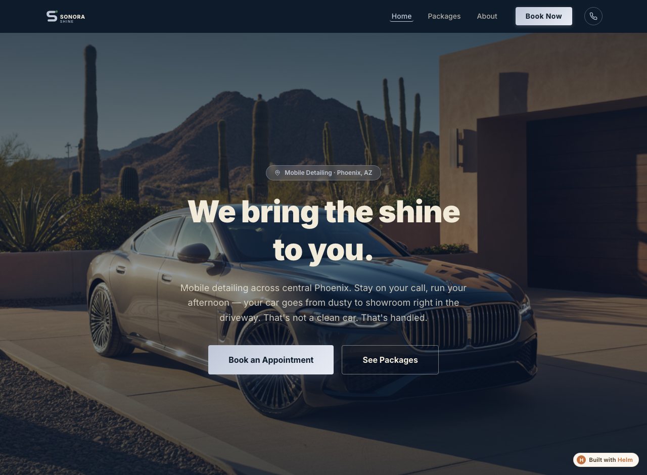 Sonora Shine — a real business built with Helm